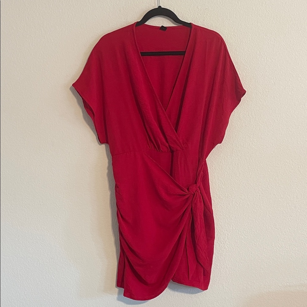 Shein Women’s Red Wrap-Style Drop Shoulder Cocktail Dress Size XL Classic